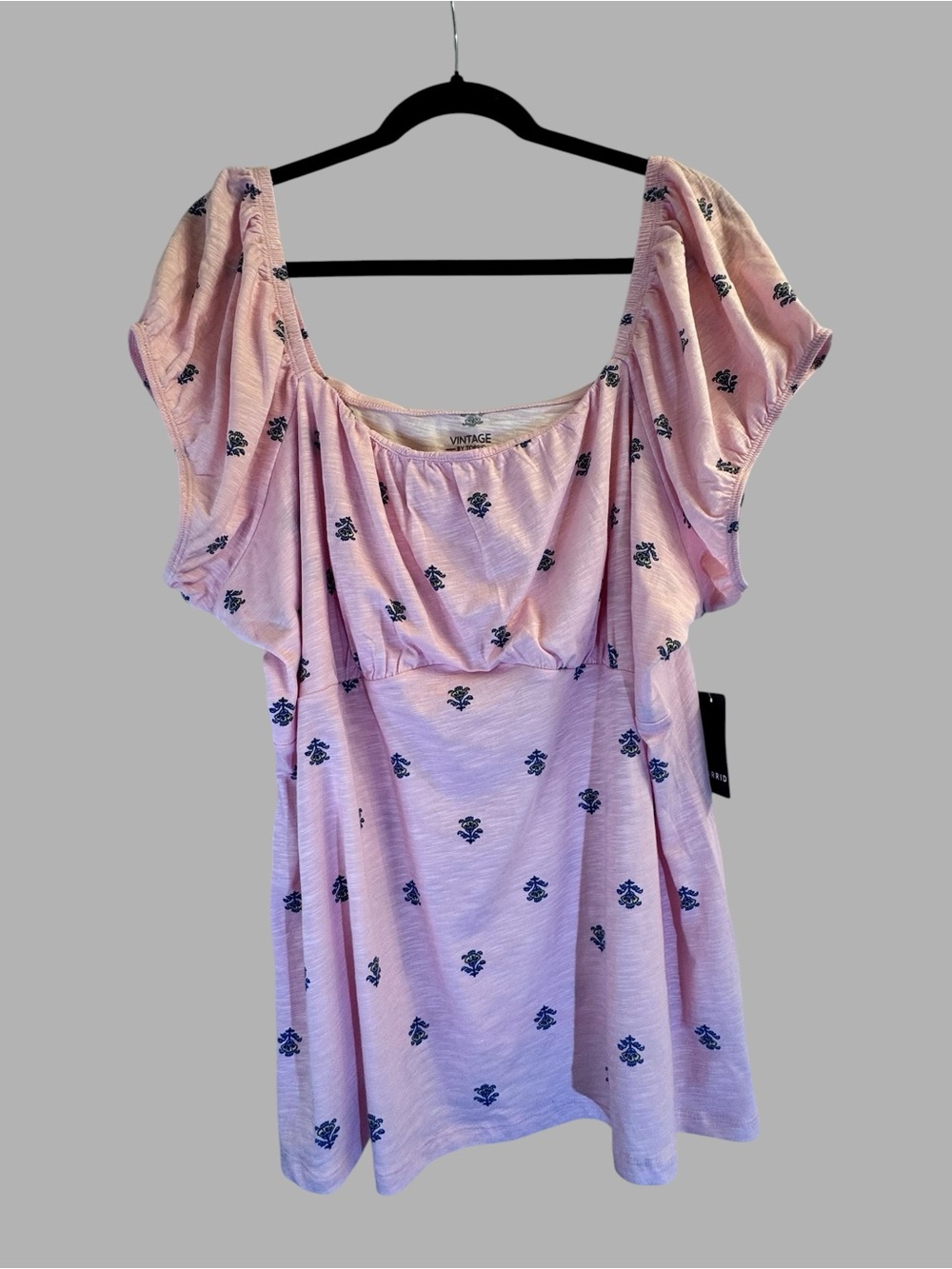 Vintage by Torrid Pink Floral Babydoll Top Plus Size 4X